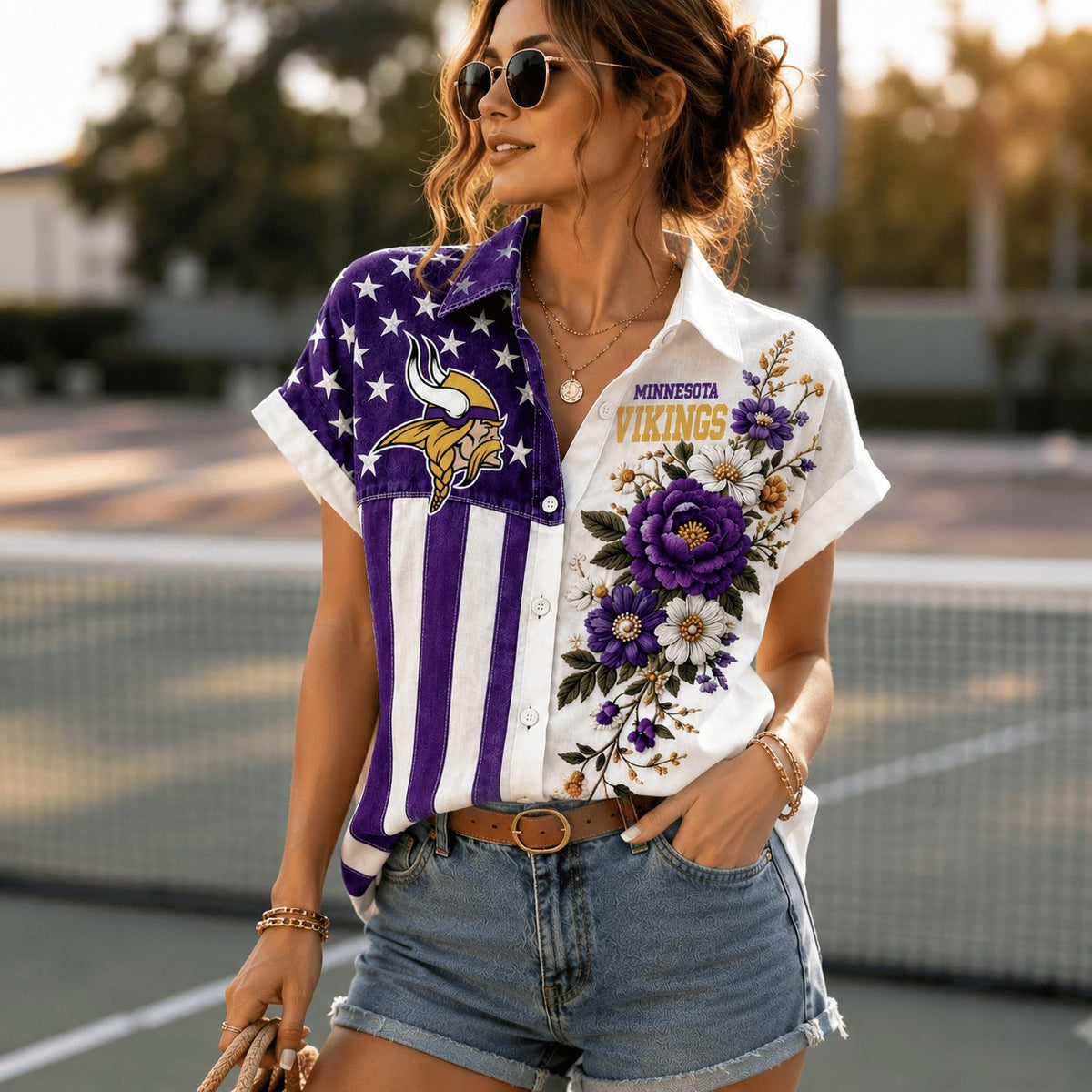 PREMIUM NFL X MIN EXCLUSIVE Floral American Flag Linen Shirt