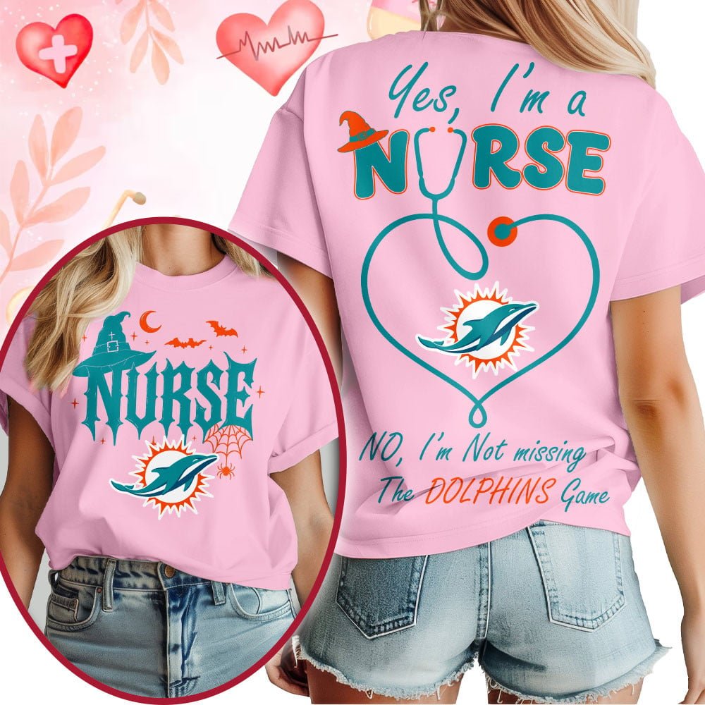 Premium NFL X MIA Night Shift Never Misses Game Day Halloween Nurse 3D Shirt