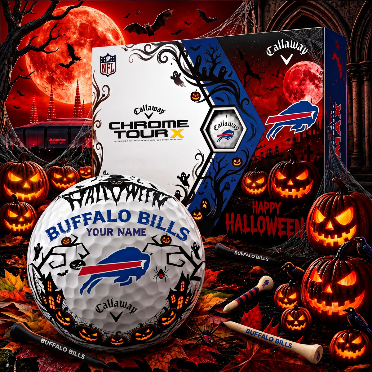 SIGNATURE NFL X BB EXCLUSIVE PERSONALIZED HALLOWEEN HORROR FAIRWAY GOLF BALL COLLECTION