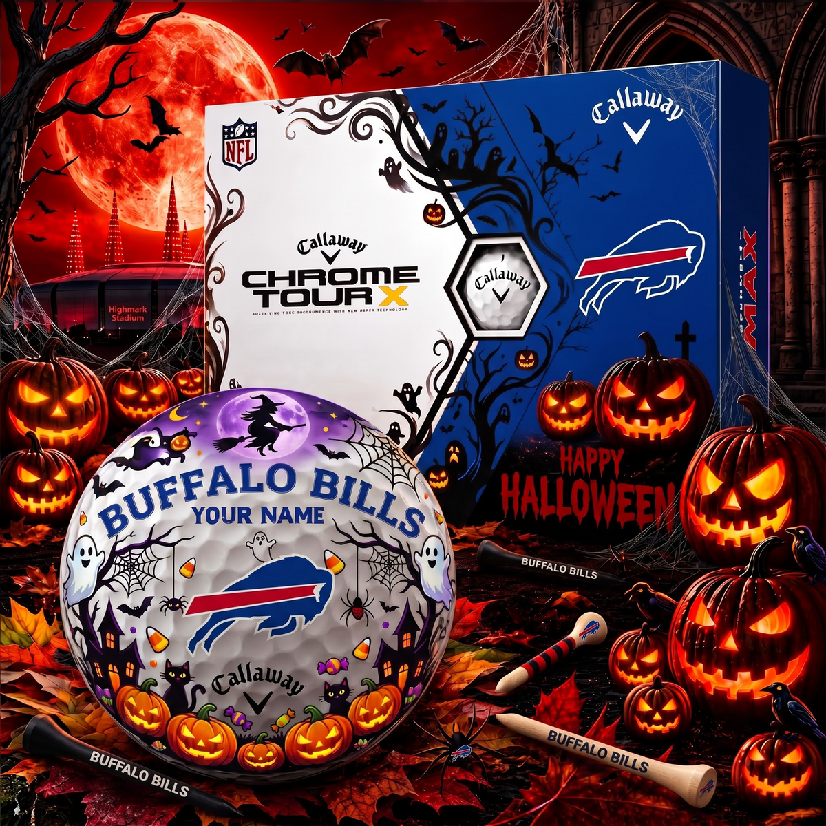 SIGNATURE NFL X BB EXCLUSIVE PERSONALIZED HALLOWEEN HORROR FAIRWAY GOLF BALL COLLECTION V3