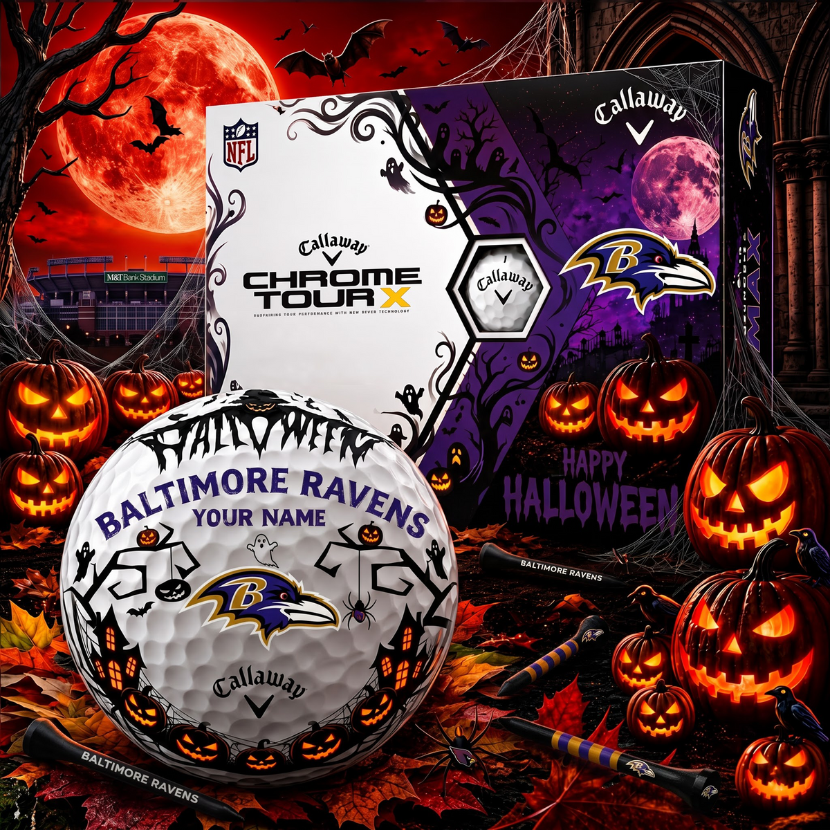 SIGNATURE NFL X BR EXCLUSIVE PERSONALIZED HALLOWEEN HORROR FAIRWAY GOLF BALL COLLECTION