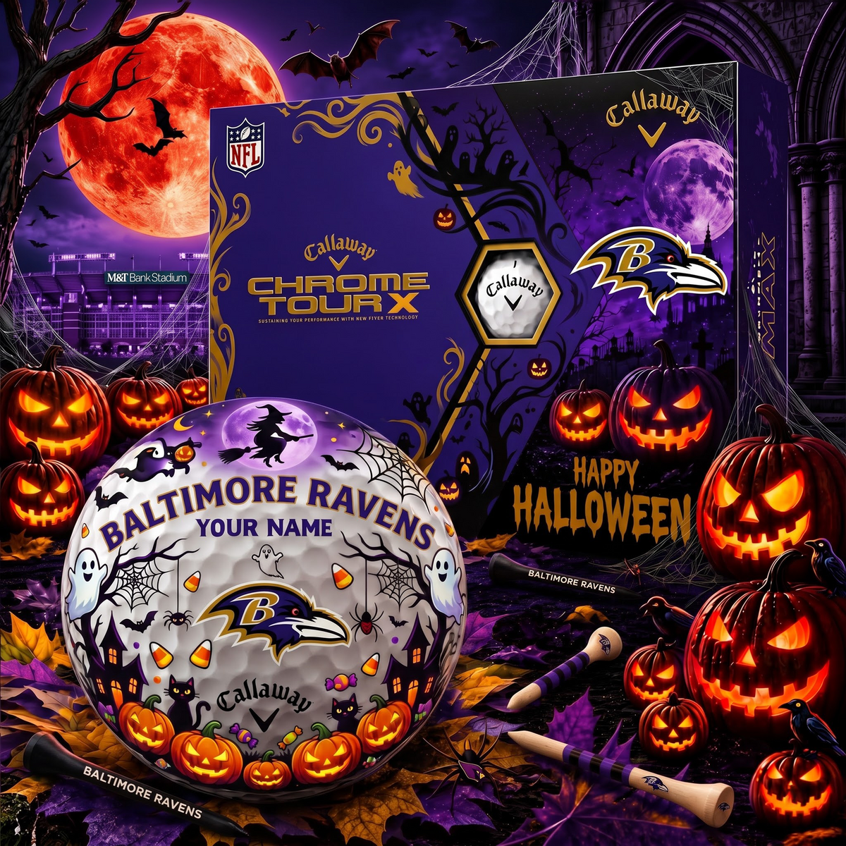 SIGNATURE NFL X BR EXCLUSIVE PERSONALIZED HALLOWEEN HORROR FAIRWAY GOLF BALL COLLECTION V3