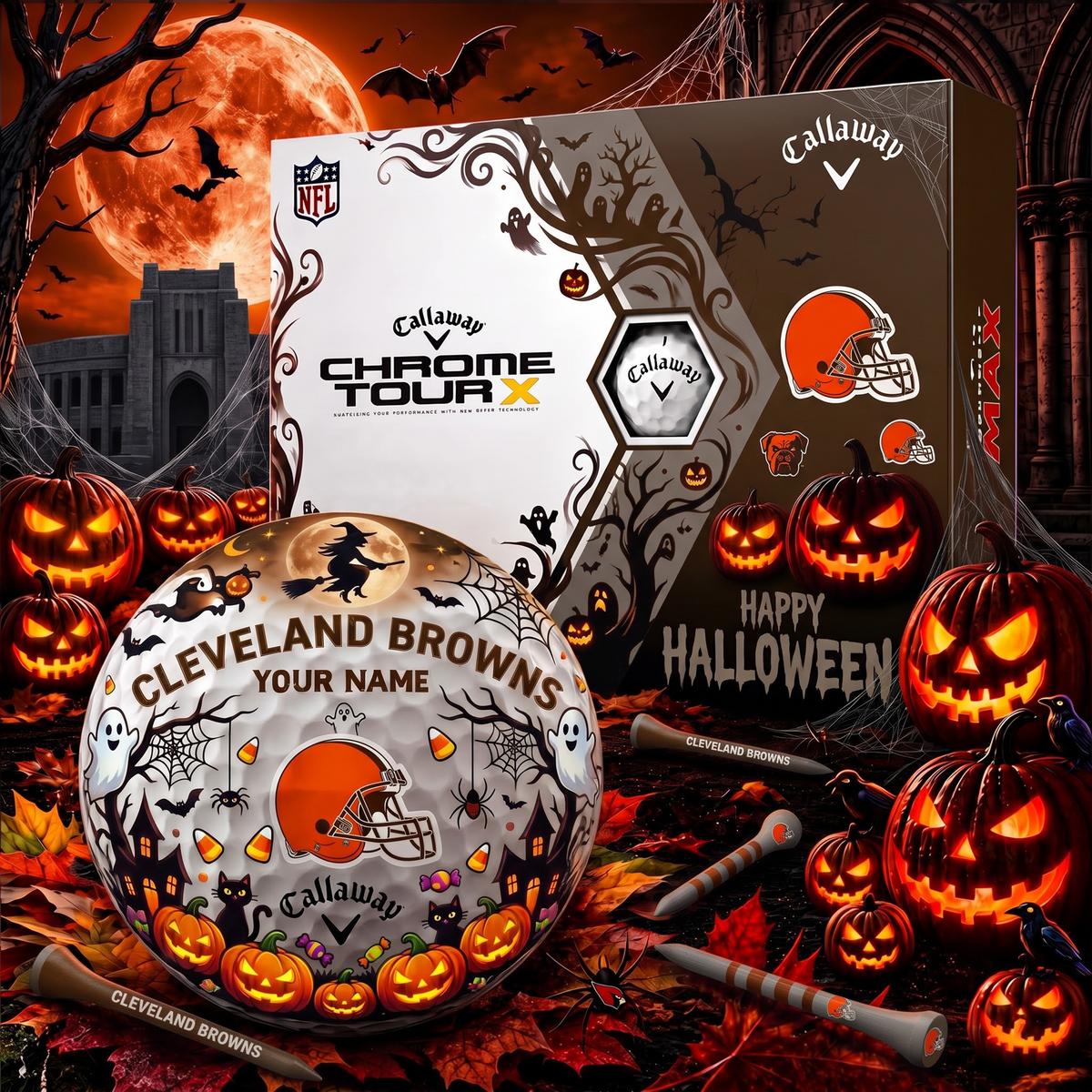 SIGNATURE NFL X CLE EXCLUSIVE PERSONALIZED HALLOWEEN HORROR FAIRWAY GOLF BALL COLLECTION V3