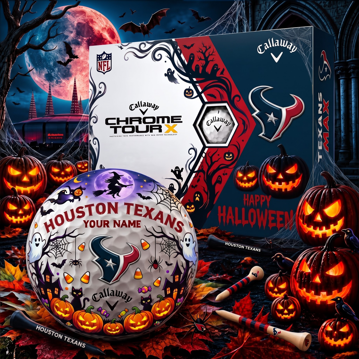 SIGNATURE NFL X HT EXCLUSIVE PERSONALIZED HALLOWEEN HORROR FAIRWAY GOLF BALL COLLECTION V3