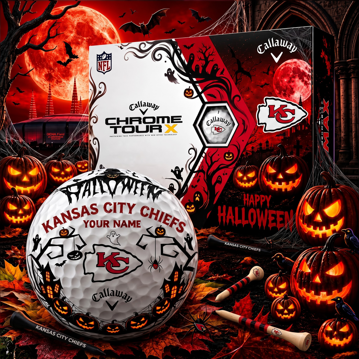 SIGNATURE NFL X KCC EXCLUSIVE PERSONALIZED HALLOWEEN HORROR FAIRWAY GOLF BALL COLLECTION