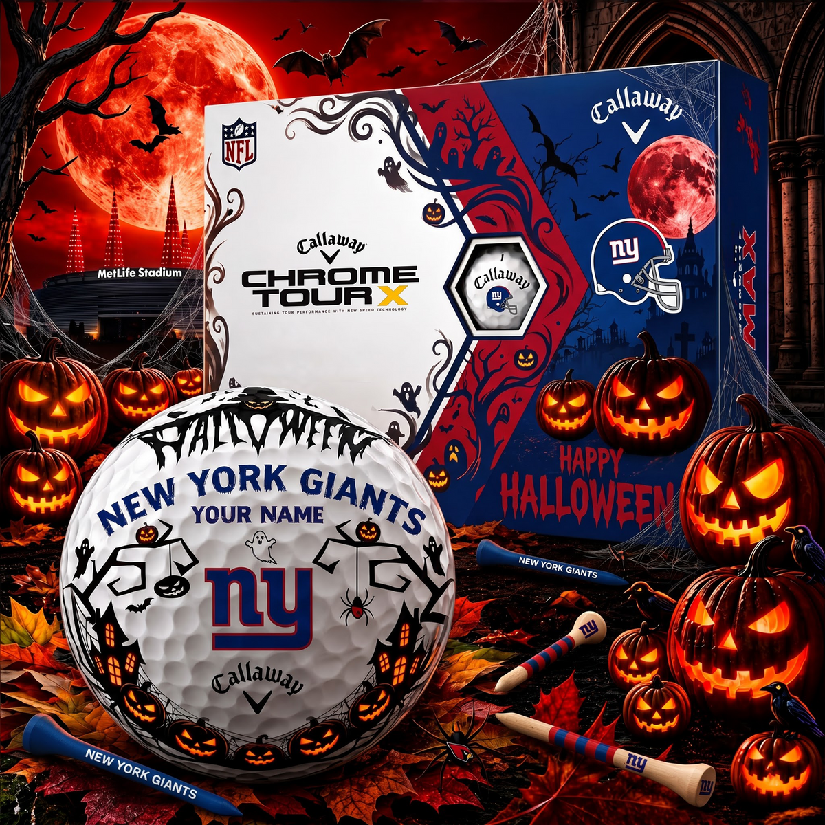 SIGNATURE NFL X NYG EXCLUSIVE PERSONALIZED HALLOWEEN HORROR FAIRWAY GOLF BALL COLLECTION