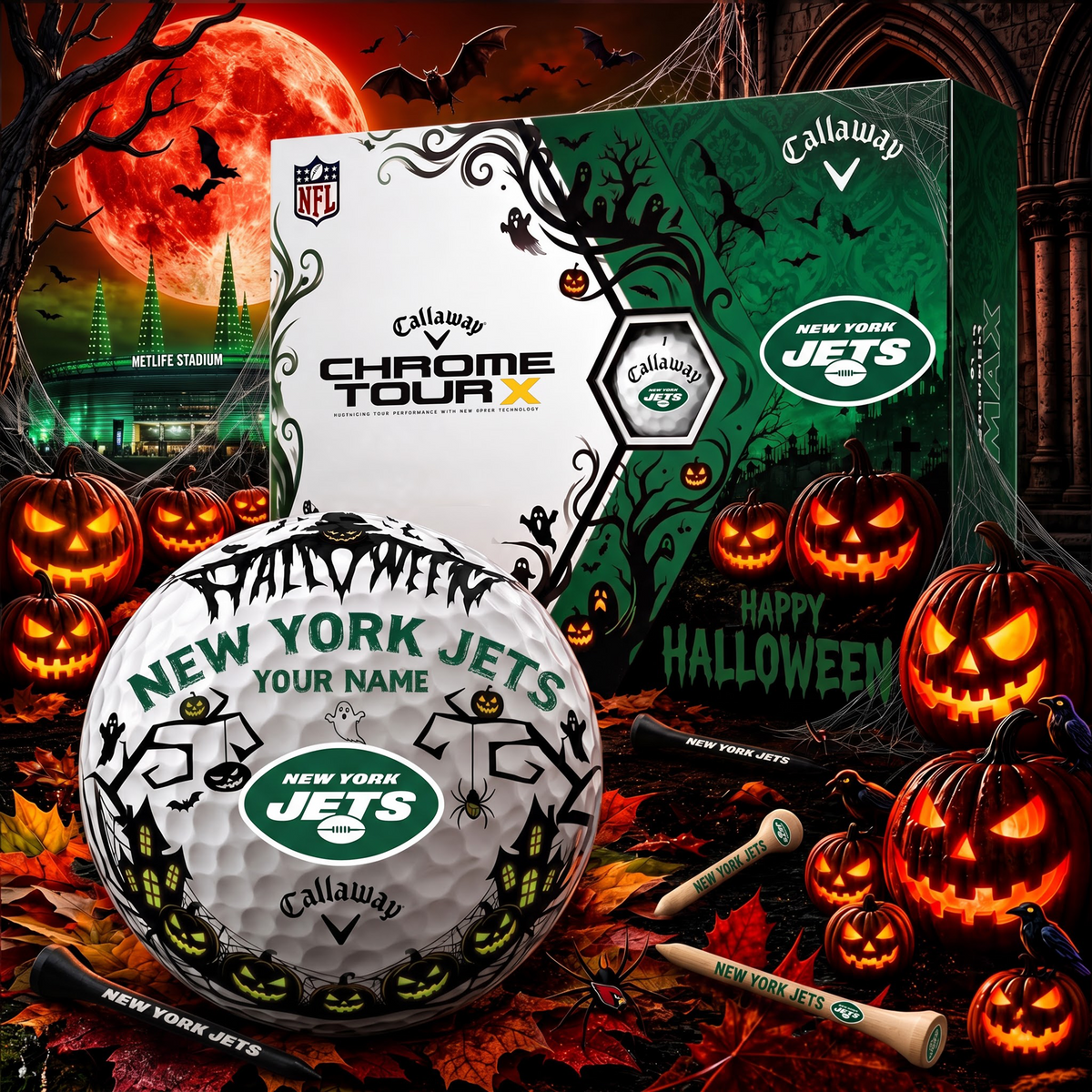SIGNATURE NFL X NYJ EXCLUSIVE PERSONALIZED HALLOWEEN HORROR FAIRWAY GOLF BALL COLLECTION