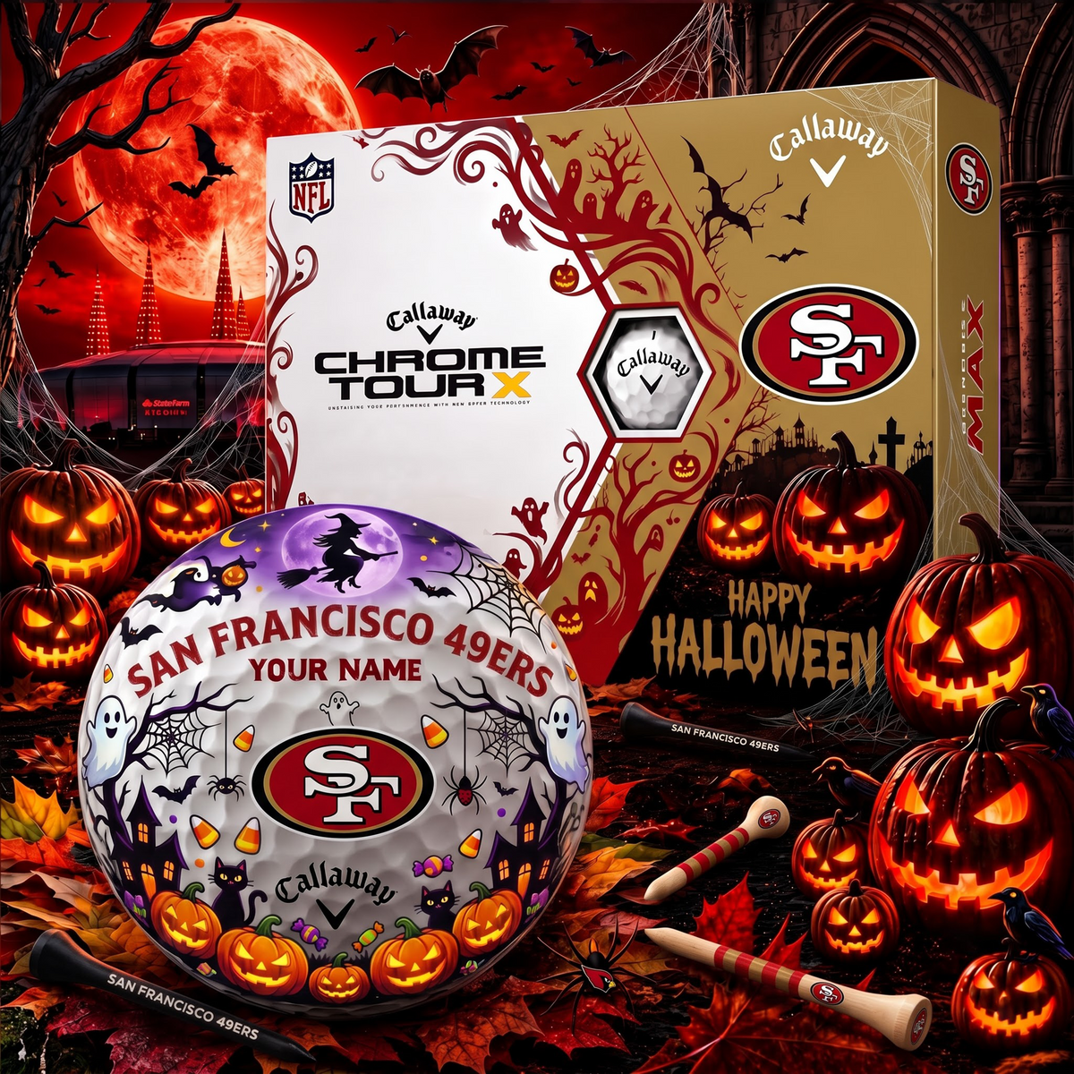 SIGNATURE NFL X SF EXCLUSIVE PERSONALIZED HALLOWEEN HORROR FAIRWAY GOLF BALL COLLECTION V3