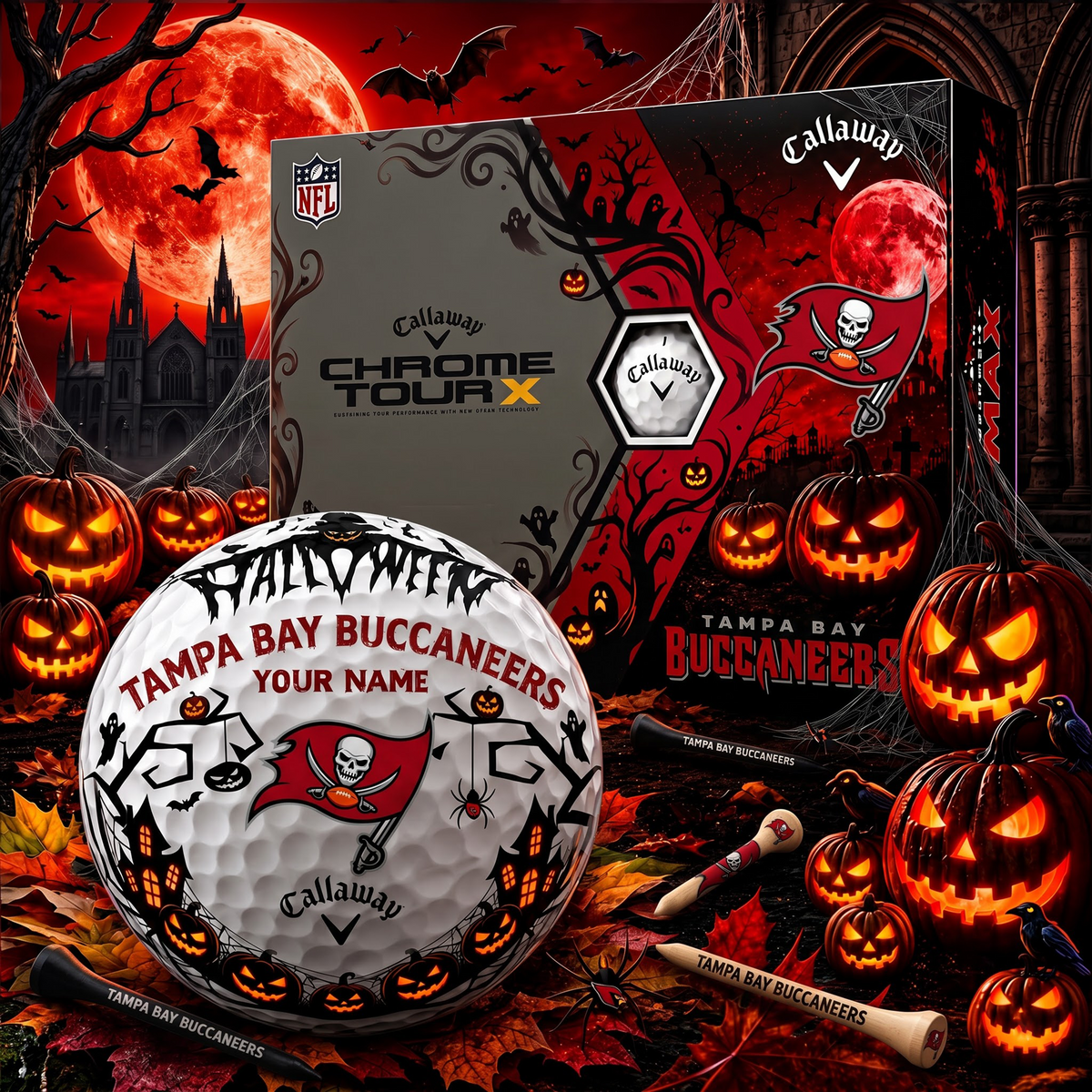 SIGNATURE NFL X TBB EXCLUSIVE PERSONALIZED HALLOWEEN HORROR FAIRWAY GOLF BALL COLLECTION