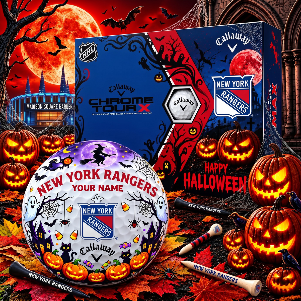 SIGNATURE NHL X NYR EXCLUSIVE PERSONALIZED HALLOWEEN HORROR FAIRWAY GOLF BALL COLLECTION V3