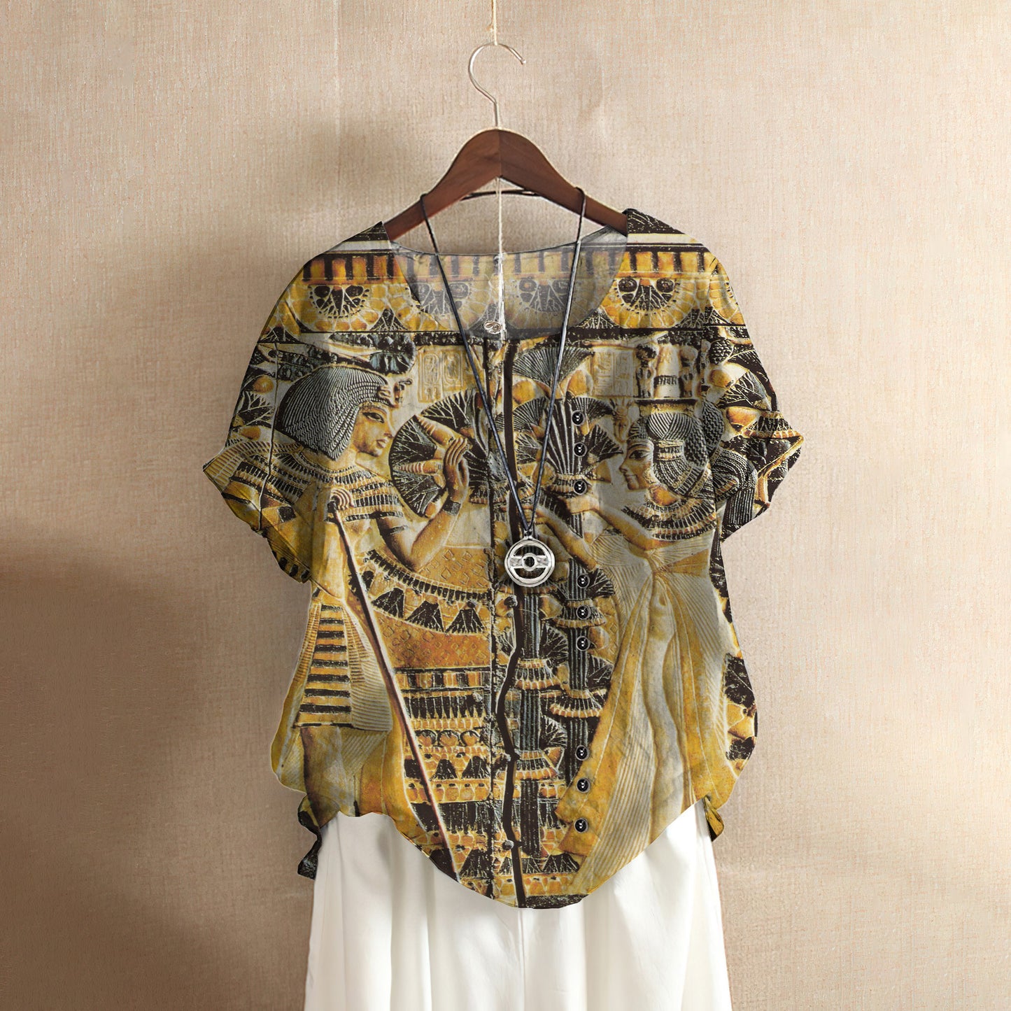 Egyptian Pharaoh Casual Short Sleeve Shirt | Summer Blouse | Women Cotton T-shirt