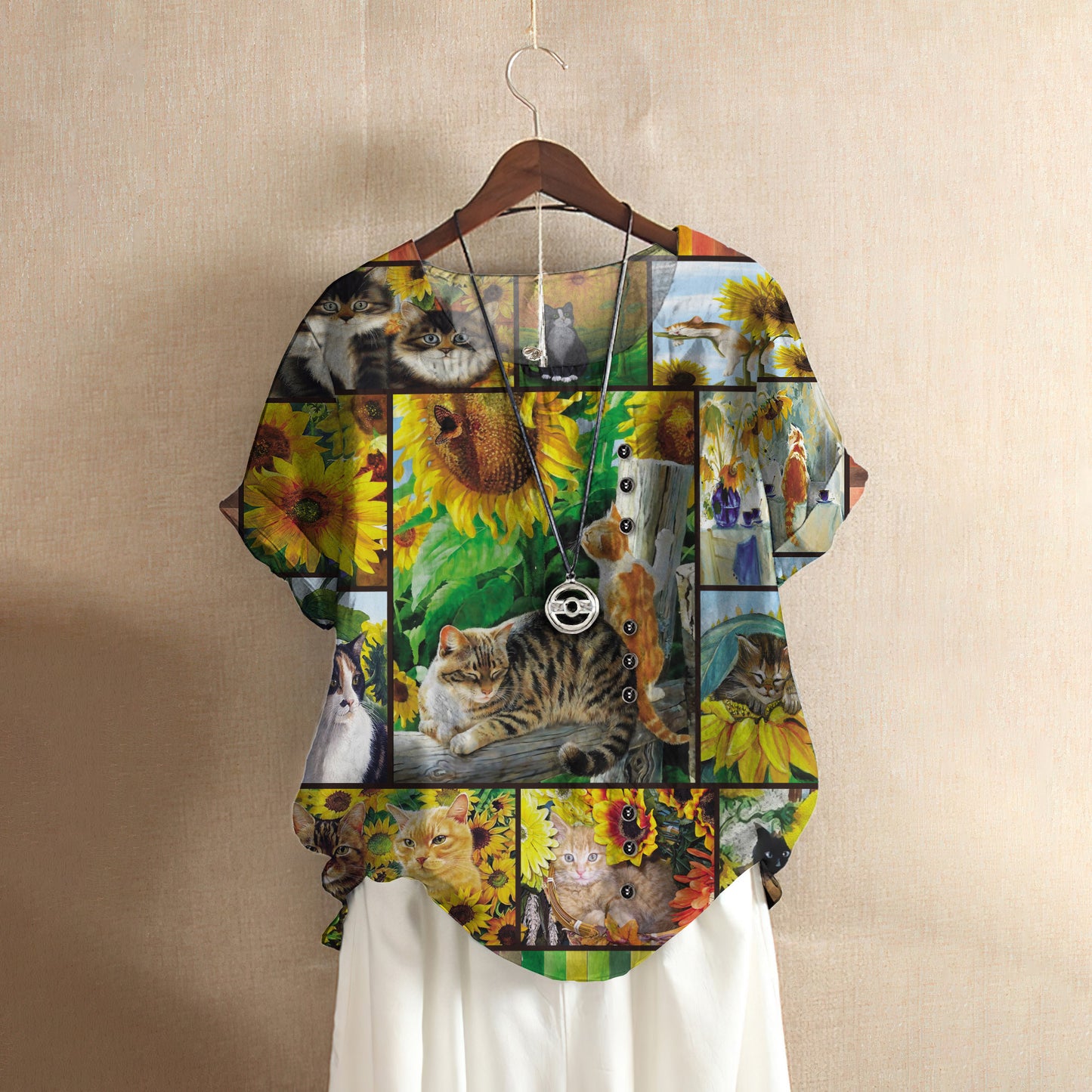 Cat Casual Short Sleeve Shirt | Summer Blouse | Women Cotton T-shirt