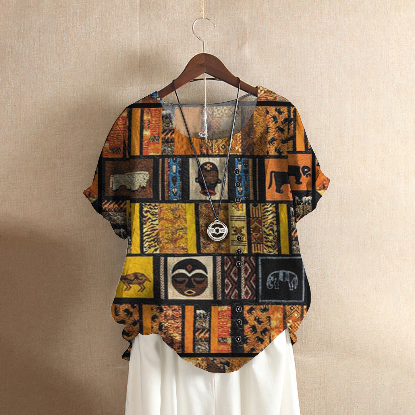 African Casual Short Sleeve Shirt | Summer Blouse | Women Cotton T-shirt