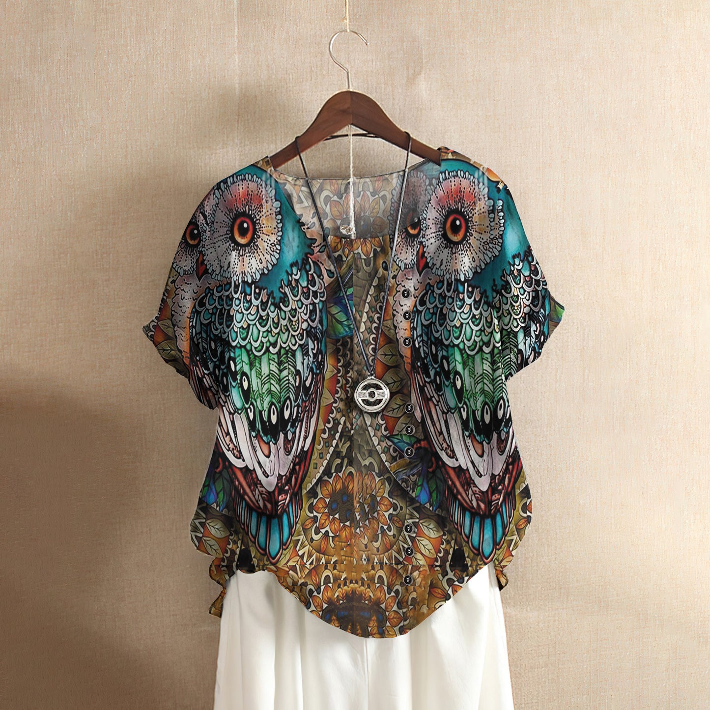 Owl Personalized Name Casual Short Sleeve Shirt | Summer Blouse | Women Cotton T-Shirt