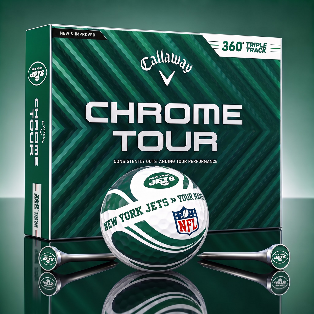 PREMIUM NFL X NYJ EXCLUSIVE  TOURNAMENT  PERSONALIZED GOLF BALL V30 COLLECTION