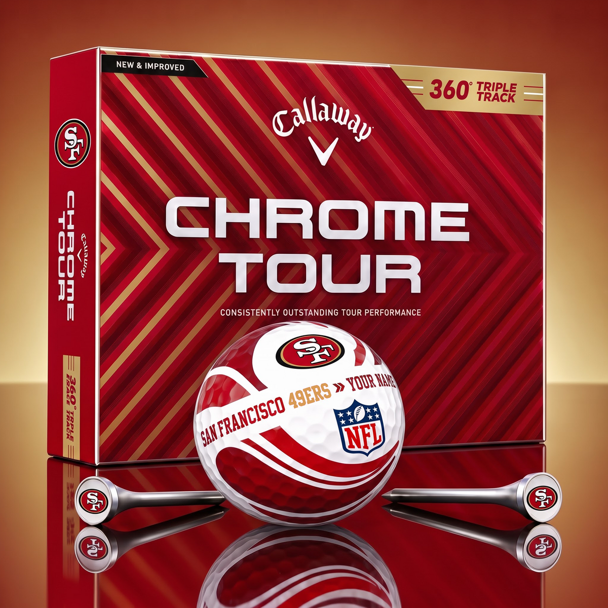 PREMIUM NFL X SF EXCLUSIVE  TOURNAMENT  PERSONALIZED GOLF BALL V30 COLLECTION