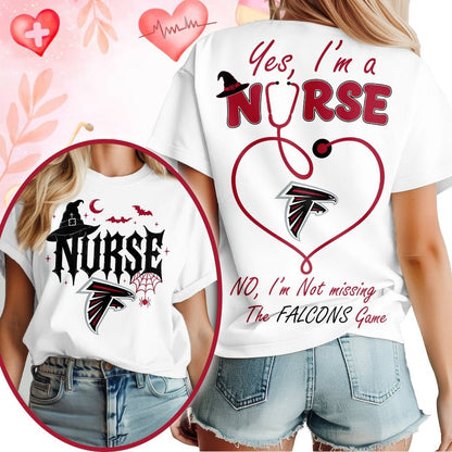Premium NFL X ATL Night Shift Never Misses Game Day Halloween Nurse 3D Shirt
