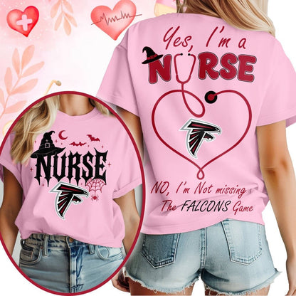 Premium NFL X ATL Night Shift Never Misses Game Day Halloween Nurse 3D Shirt