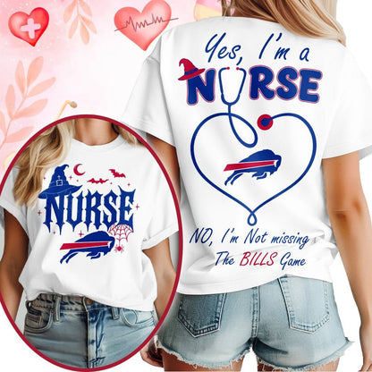 Premium NFL X BUF Night Shift Never Misses Game Day Halloween Nurse 3D Shirt