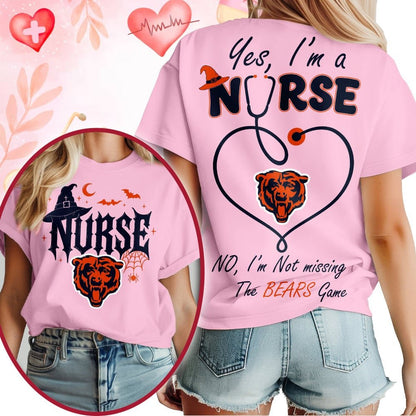 Premium NFL X CHI Night Shift Never Misses Game Day Halloween Nurse 3D Shirt