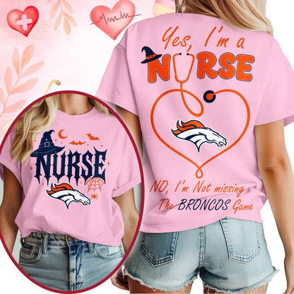 Premium NFL X DEN Night Shift Never Misses Game Day Halloween Nurse 3D Shirt