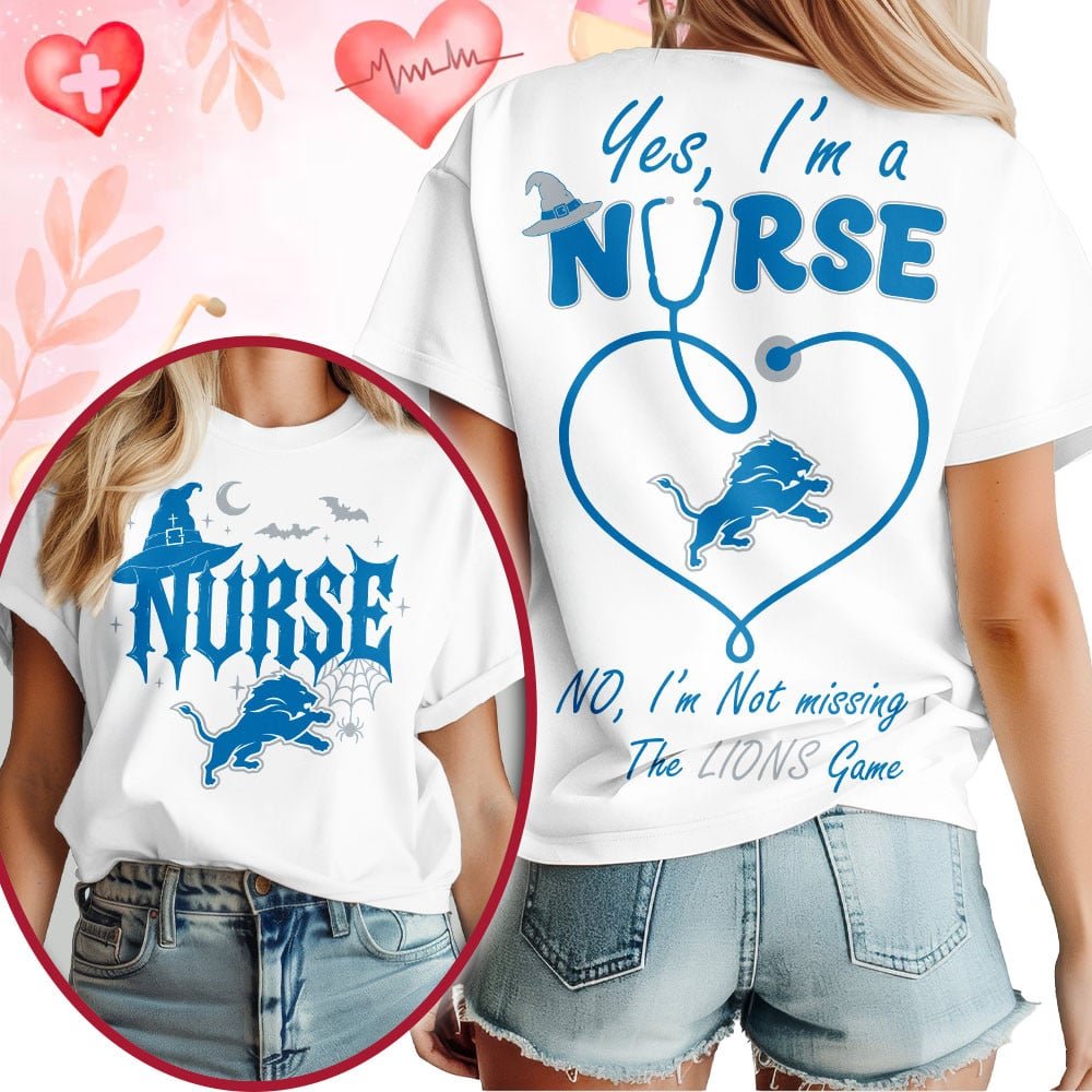 Premium NFL X DET Night Shift Never Misses Game Day Halloween Nurse 3D Shirt