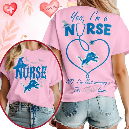 Premium NFL X DET Night Shift Never Misses Game Day Halloween Nurse 3D Shirt