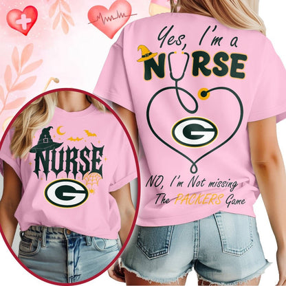 Premium NFL X GB Night Shift Never Misses Game Day Halloween Nurse 3D Shirt