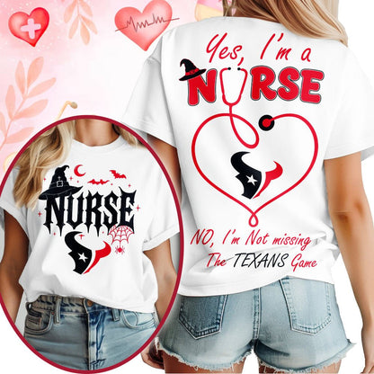 Premium NFL X HOU Night Shift Never Misses Game Day Halloween Nurse 3D Shirt