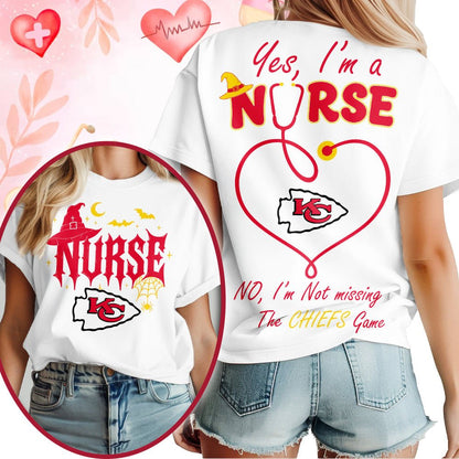 Premium NFL X KC Night Shift Never Misses Game Day Halloween Nurse 3D Shirt