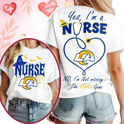Premium NFL X LAR Night Shift Never Misses Game Day Halloween Nurse 3D Shirt