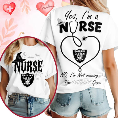 Premium NFL X LV Night Shift Never Misses Game Day Halloween Nurse 3D Shirt