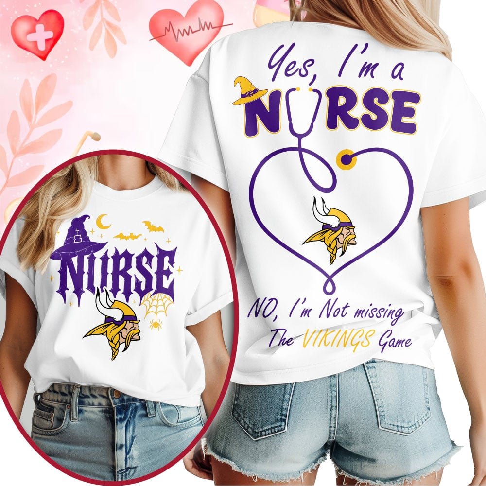 Premium NFL X MIN Night Shift Never Misses Game Day Halloween Nurse 3D Shirt