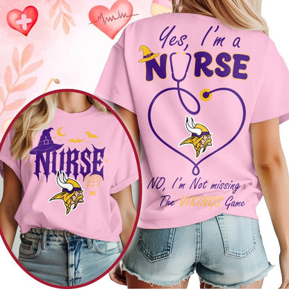 Premium NFL X MIN Night Shift Never Misses Game Day Halloween Nurse 3D Shirt
