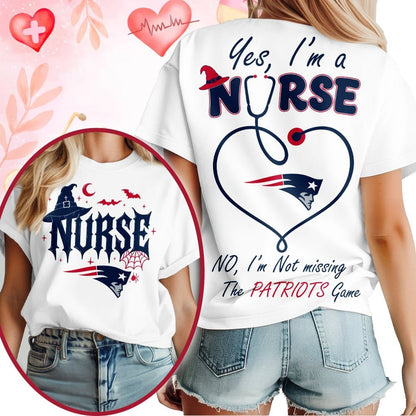 Premium NFL X NE Night Shift Never Misses Game Day Halloween Nurse 3D Shirt