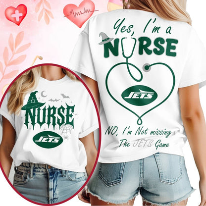 Premium NFL X NYJ Night Shift Never Misses Game Day Halloween Nurse 3D Shirt