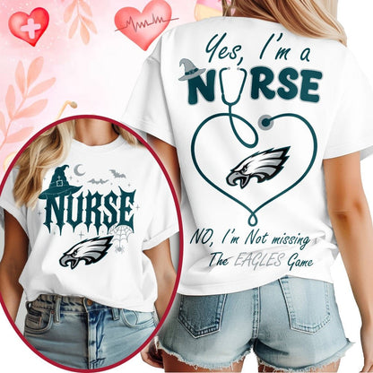 Premium NFL X PHI Night Shift Never Misses Game Day Halloween Nurse 3D Shirt