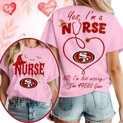Premium NFL X SF Night Shift Never Misses Game Day Halloween Nurse 3D Shirt