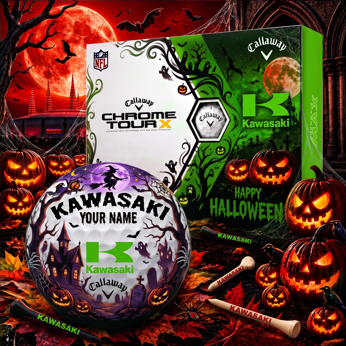 SIGANATURE KAW X KW EXCLUSIVE SPOOKY NIGHT PERSONALIZED GOLF BALL V3 COLLECTION NDT VHM 070926