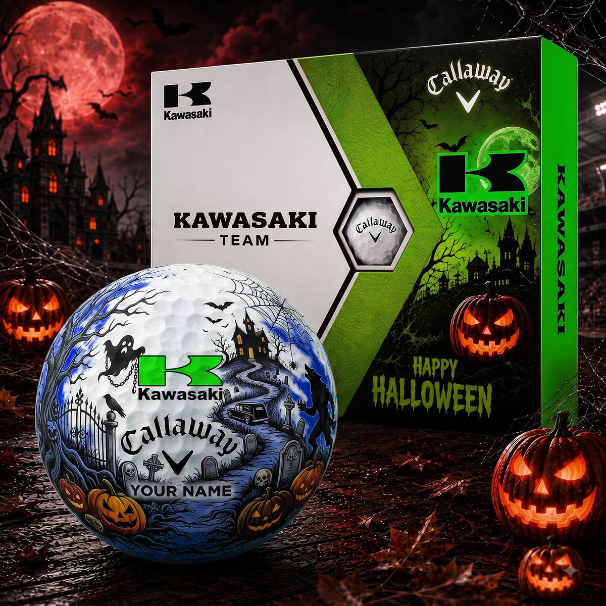 SIGANATURE KAW X KW EXCLUSIVE SPOOKY NIGHT PERSONALIZED GOLF BALL COLLECTION NDT NHM 030926