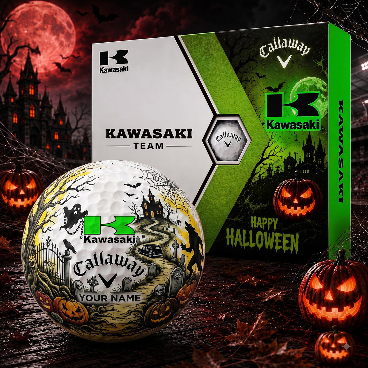 SIGANATURE KAW X KW EXCLUSIVE SPOOKY NIGHT PERSONALIZED GOLF BALL COLLECTION NDT NHM 030926