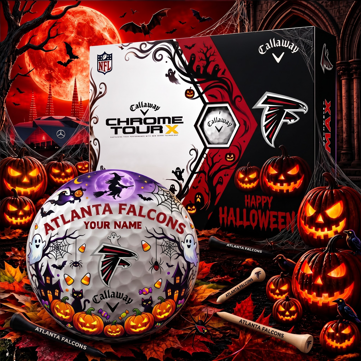 SIGNATURE NFL X AF EXCLUSIVE PERSONALIZED  HALLOWEEN HORROR FAIRWAY GOLF BALL COLLECTION V3