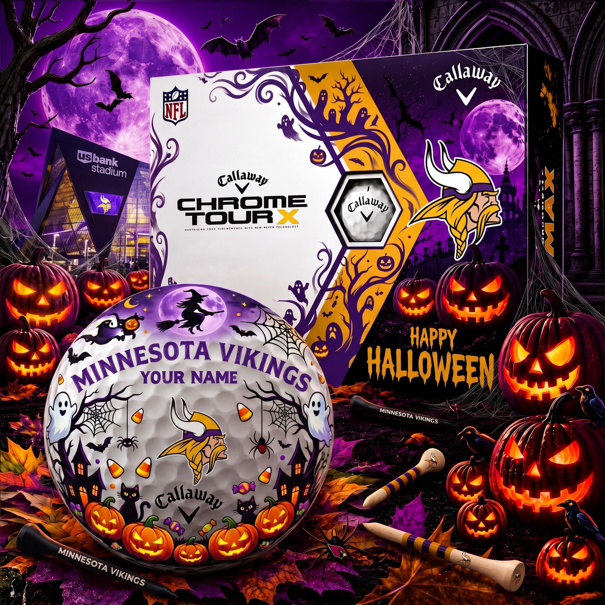 SIGNATURE NFL X MV EXCLUSIVE PERSONALIZED  HALLOWEEN HORROR FAIRWAY GOLF BALL COLLECTION V3