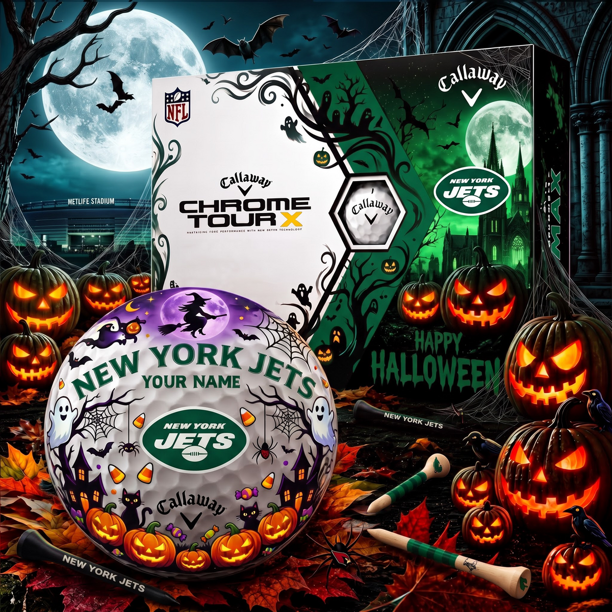 SIGNATURE NFL X NYJ EXCLUSIVE PERSONALIZED  HALLOWEEN HORROR FAIRWAY GOLF BALL COLLECTION V3