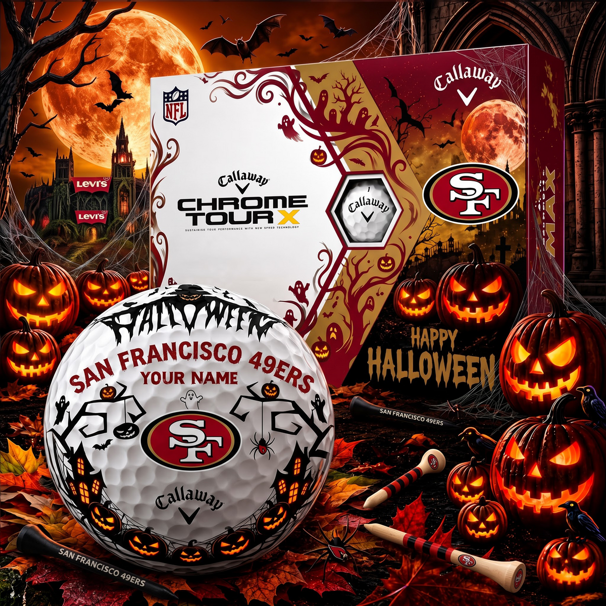 SIGNATURE NFL X SF EXCLUSIVE PERSONALIZED  HALLOWEEN HORROR FAIRWAY GOLF BALL COLLECTION