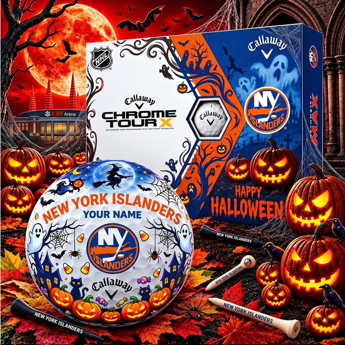 SIGNATURE NHL X NYI EXCLUSIVE PERSONALIZED  HALLOWEEN HORROR FAIRWAY GOLF BALL COLLECTION V3
