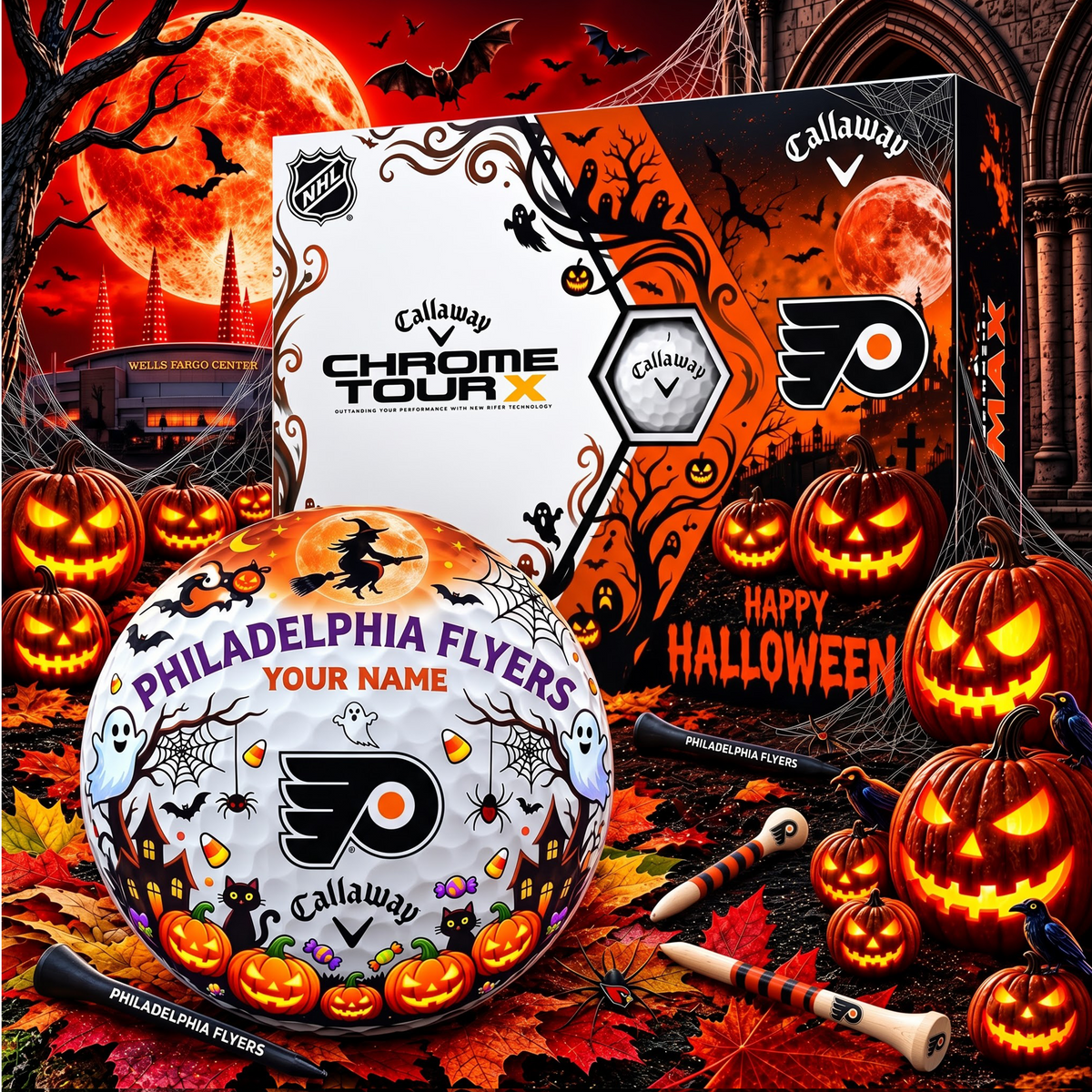 SIGNATURE NHL X PF EXCLUSIVE PERSONALIZED  HALLOWEEN HORROR FAIRWAY GOLF BALL COLLECTION V3