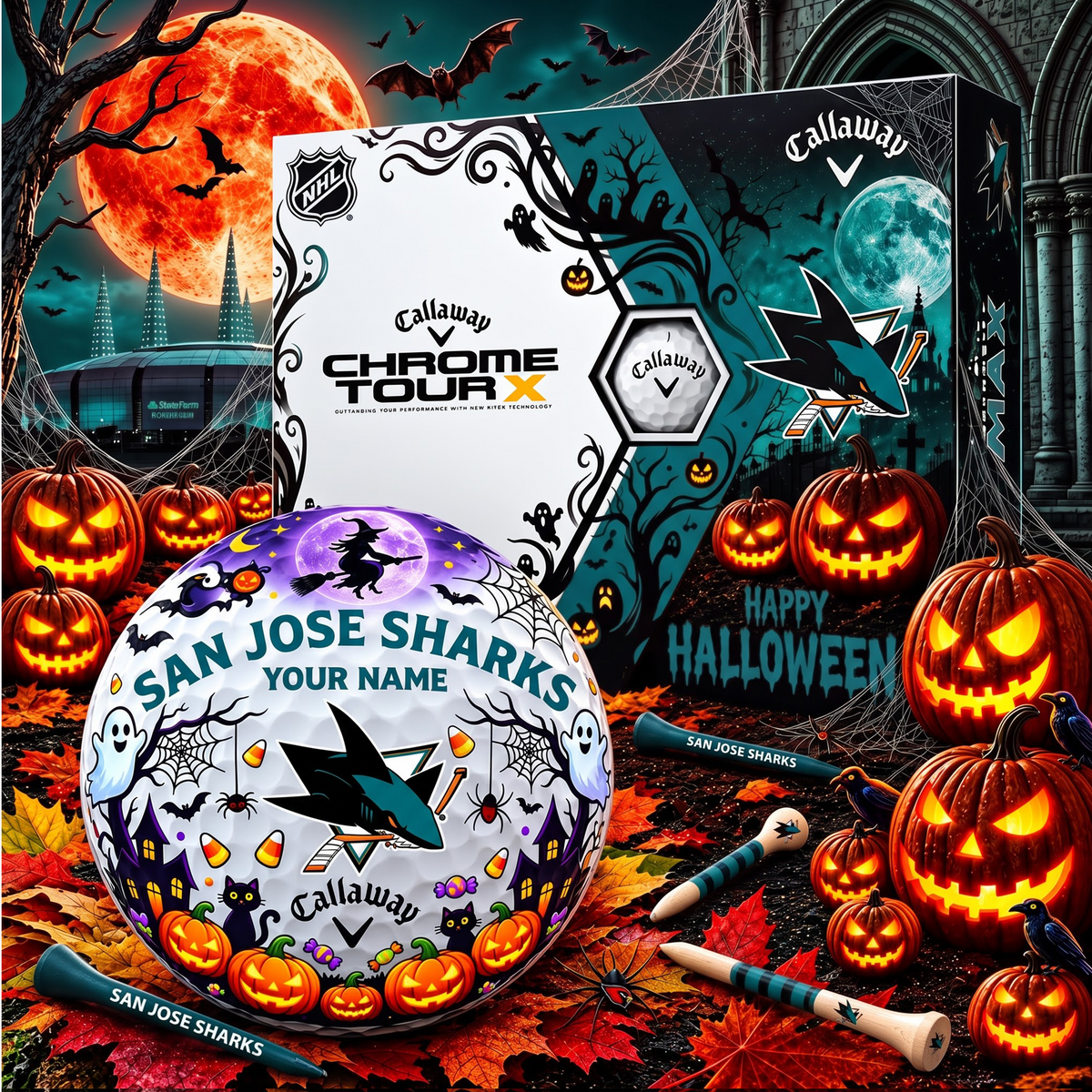 SIGNATURE NHL X SJS EXCLUSIVE PERSONALIZED  HALLOWEEN HORROR FAIRWAY GOLF BALL COLLECTION V3