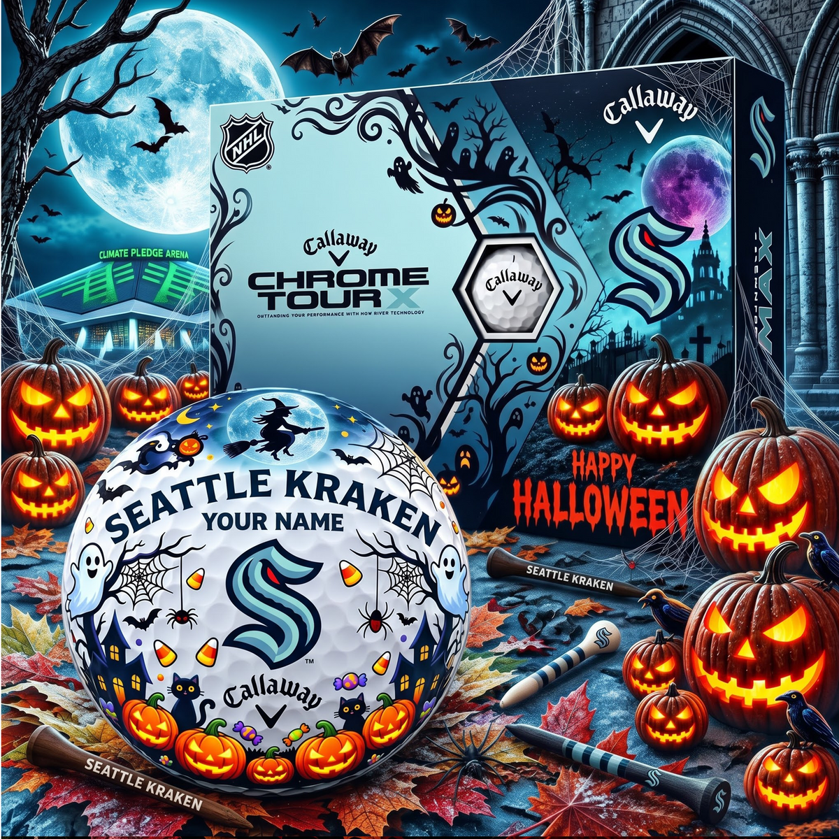SIGNATURE NHL X SK EXCLUSIVE PERSONALIZED  HALLOWEEN HORROR FAIRWAY GOLF BALL COLLECTION V3