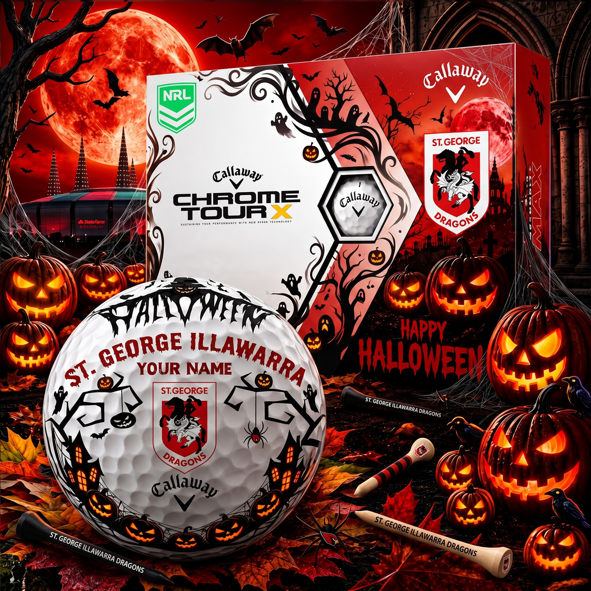 SIGNATURE NRL X SGID EXCLUSIVE PERSONALIZED  HALLOWEEN HORROR FAIRWAY GOLF BALL COLLECTION